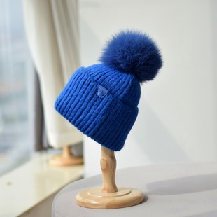 花儿与少年同款狐狸毛球帽羊毛针织保暖护耳毛线帽休闲百搭包头帽