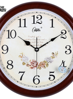 康巴丝欧式钟表创意挂钟日历时尚个性挂表复古静音客厅时钟石英钟