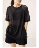 瑜伽服上衣女夏季 网纱运动T恤罩衫 薄款 透气速干健身跑步宽松短袖