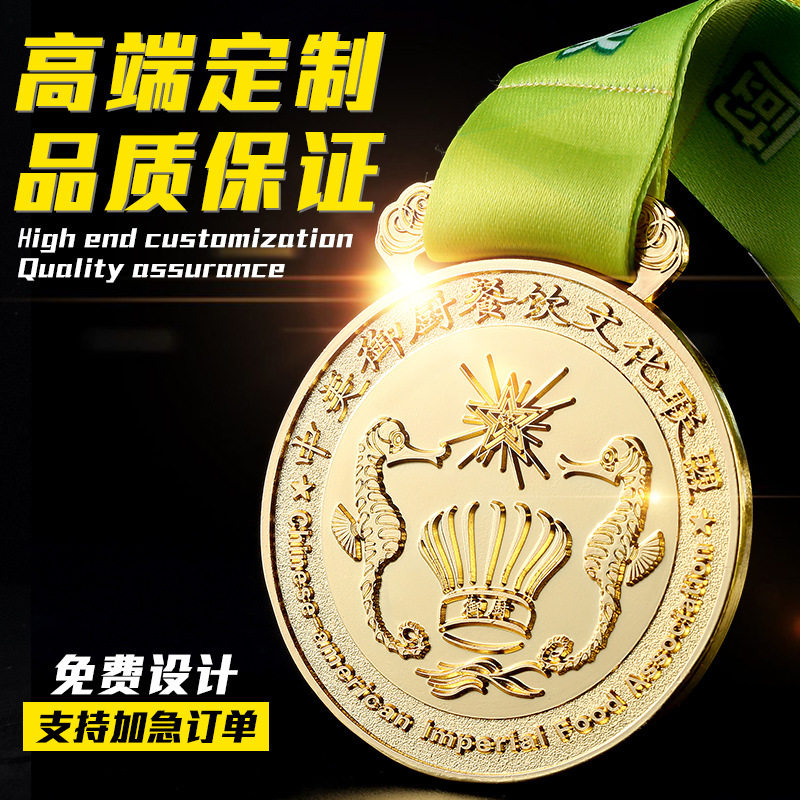 奖牌奖章制作印logo金属奖牌定制运动会比赛纪念品马拉松金银铜牌