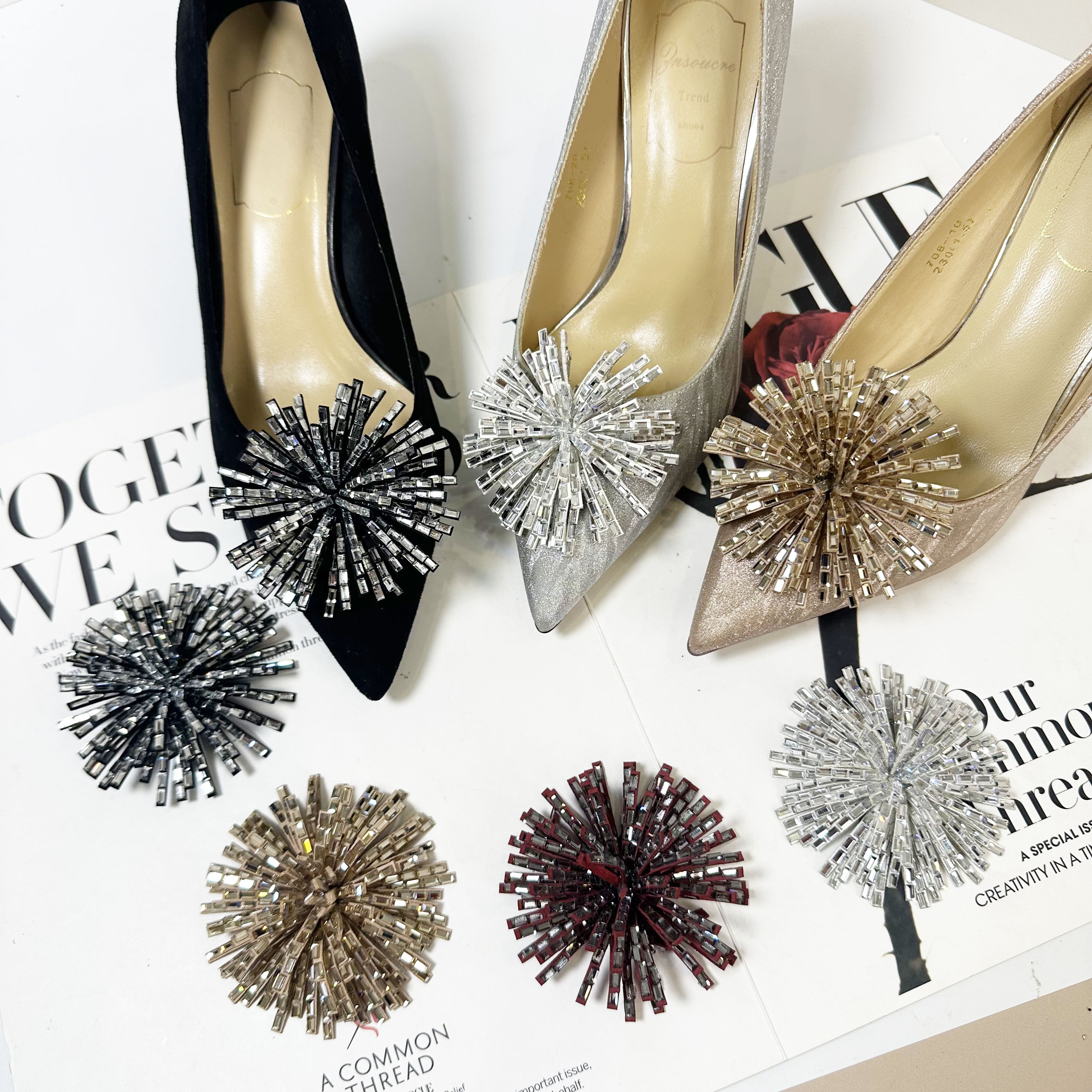 晶钻花朵鞋扣时尚百搭可拆卸高跟平底女鞋配饰配件diy凉鞋鞋饰花