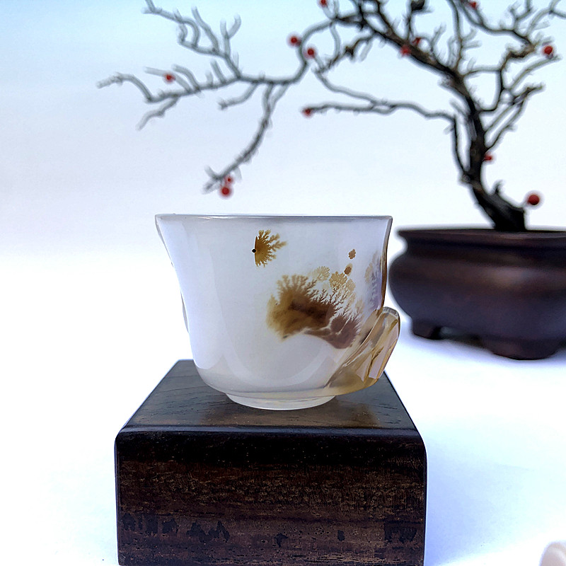 单把杯手工功夫茶具主人杯非遗文化玛瑙杯中式禅茶品茗复古宝树轩