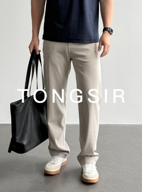 TONGSIR 阿苏特染 秋季薄款弹力牛仔裤男宽松直筒休闲百搭长裤子