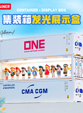 长款展示盒带灯光40尺雪柜集装箱手办发光盲盒娃娃公仔模型展示柜