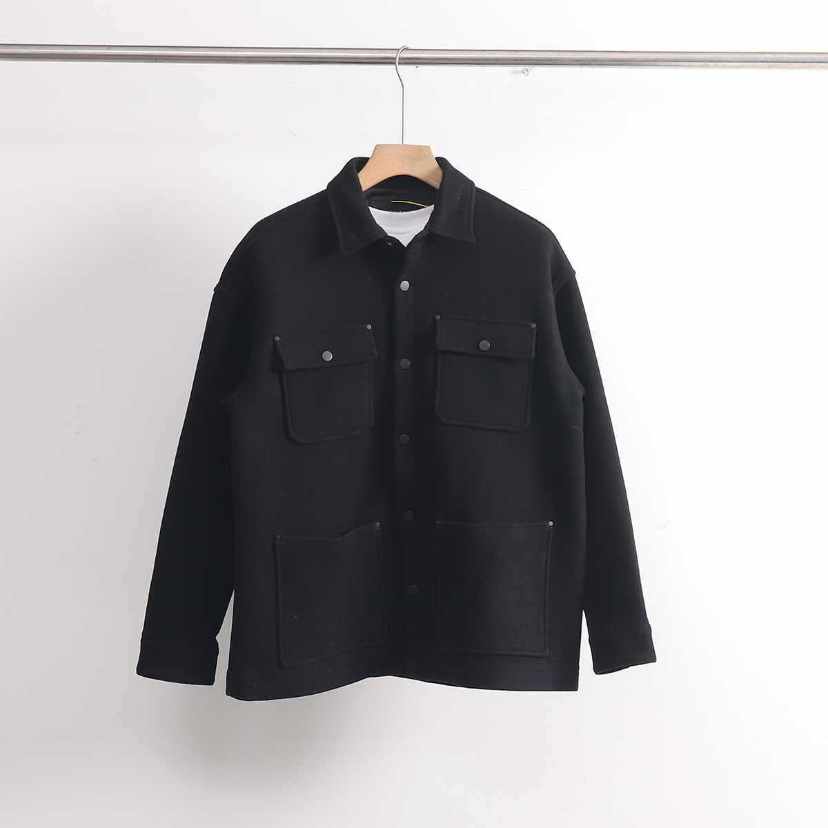 2025春季男士工装廓形翻领双面呢夹克宽松羊毛呢厚衬衣 94467/H15