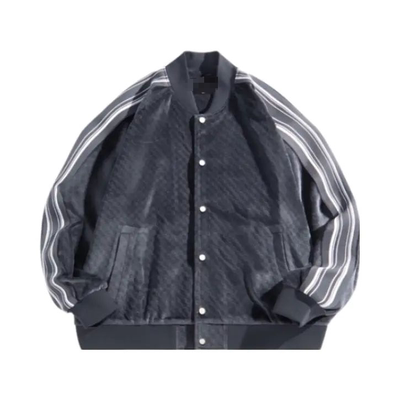 秋冬丝绒棋盘格男士宽松夹克