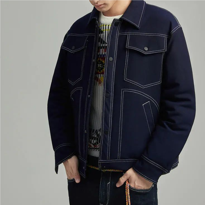 G家冬季男士休闲百搭翻领辑明线设计时尚都市羽绒服01309/C2-2