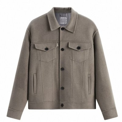 （鸟）秋冬男士双面羊毛呢夹克短款保暖卡其色翻领外套C4225/H11