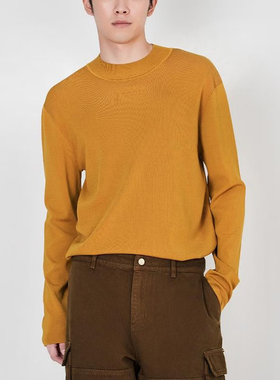 商场款秋冬季男士细腻肌理小圆领简约百搭字母针织衫30470/X3