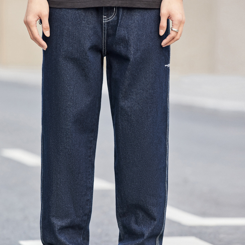 鸟家7号款男士宽松锥形牛仔裤