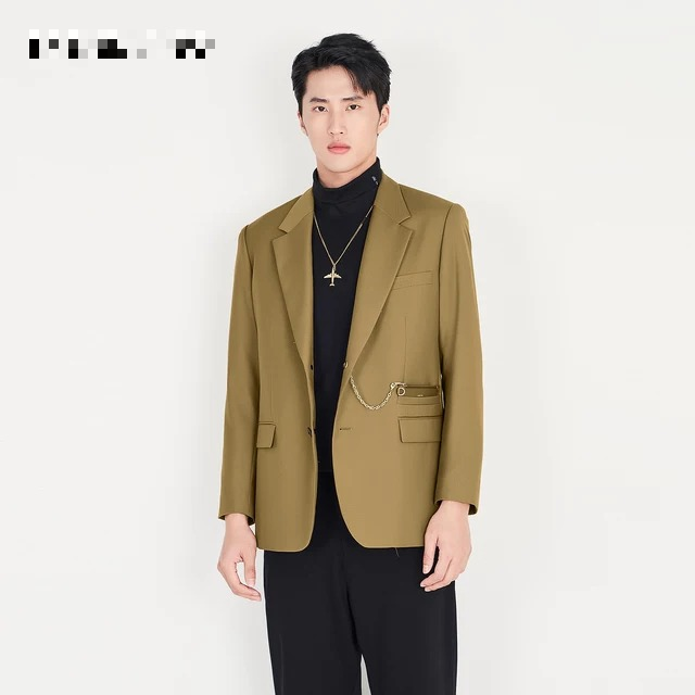 商场款秋季男装时尚链条卡包两粒扣休闲西装外套12530/i16