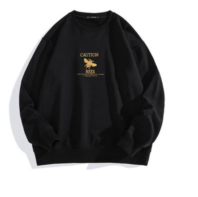 春季男士圆领卫衣时尚小蜜蜂刺绣