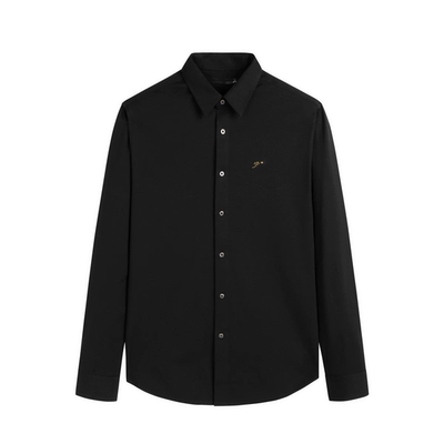 春秋男士纯色绣标长袖衬衫