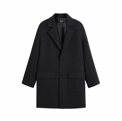 秋冬男士千鸟格羊毛呢中长大衣