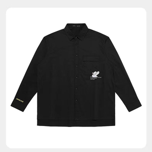 长袖 2025男士 衬衫 工装 A21 仙鹤刺绣宽松休闲翻领外套潮P2505 鸟