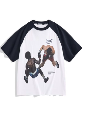 （鸟）夏季男士短袖T恤潮流美式拳击手印花透气圆领体恤D2230/E2