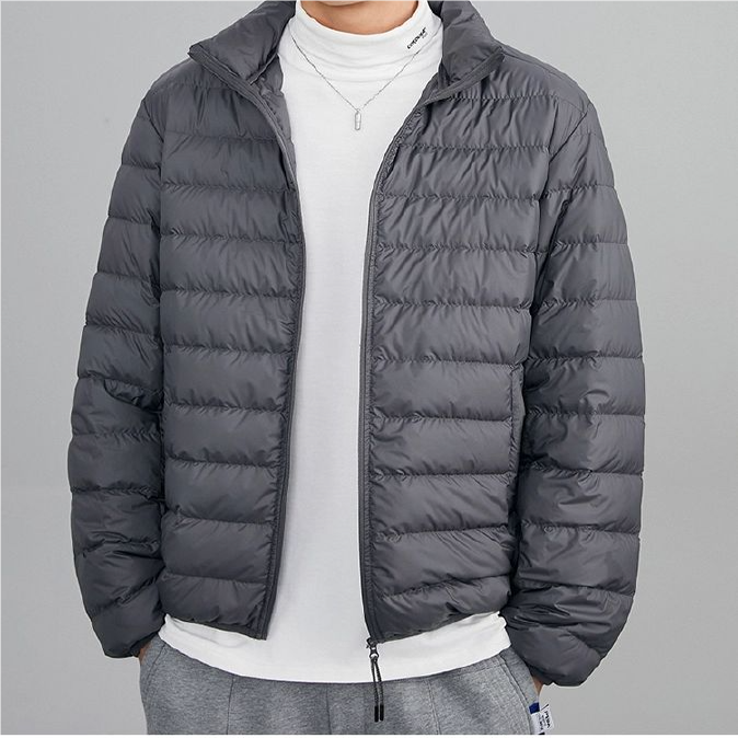 （鸟）家秋冬季男女同款百搭纯色简约轻薄款立领羽绒服A4C30/J2