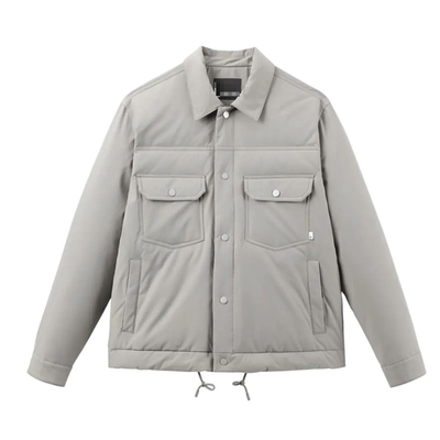 秋冬保暖短款翻领多口袋羽绒服男