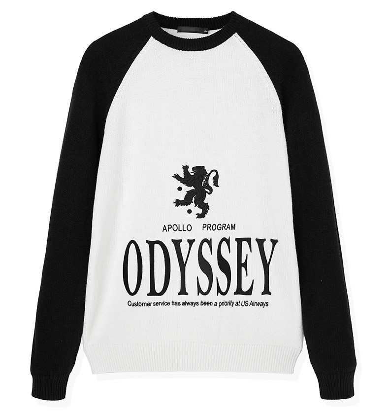 秋冬男士时常图案休闲羊毛衫圆领套头保暖针织衫毛衣厚潮A25/4175