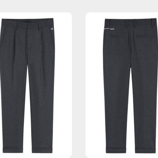 B3208 鸟家男士 型百搭直筒休闲裤 腰际刺绣合体版 D19 深灰垂感西裤