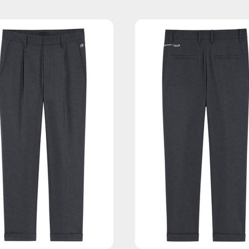 男士深灰垂感刺绣直筒西裤