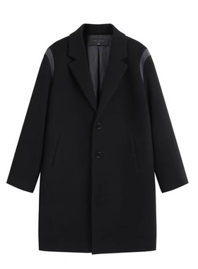 （鸟）冬季男士保暖绵羊毛大衣时尚拼接中长休闲毛呢外套C4504/K6