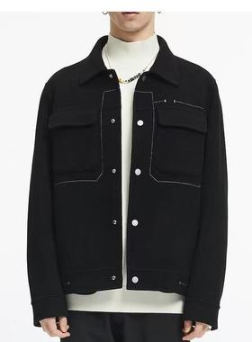 吊价1699 G家秋冬男黑色休闲双面羊毛呢翻领夹克呢子外套1003l/X8