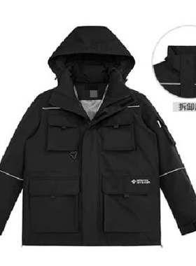 (鸟)冬季男士GORE-TEX工装白鹅绒羽绒服户外连帽冲锋衣厚B4166/C2