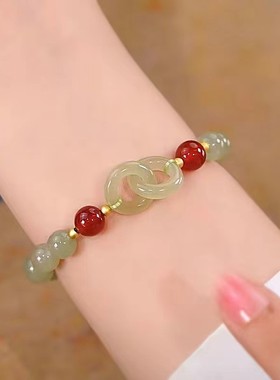 塑料针环环相扣新中式锦鲤手链民族风女手串小众设计双环平安扣