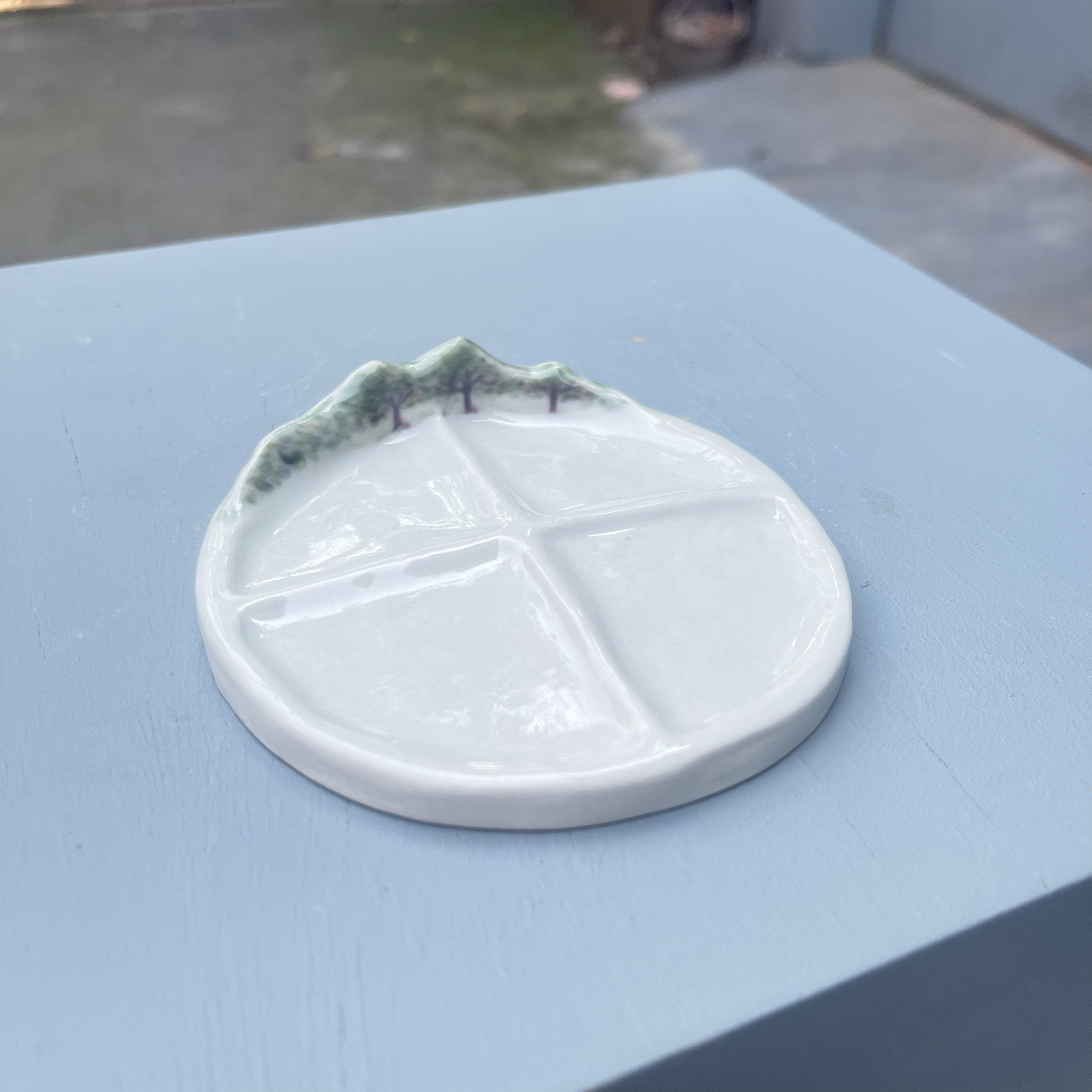 原创设计森林陶瓷调色盘水彩国画颜料盘礼物 鱼摆摆陶艺