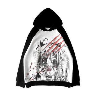 断片小说原创 亚文化原宿风小众连帽卫衣插肩袖春季上衣女