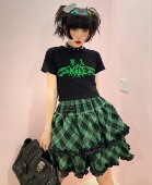 断片小说 原创原宿辣妹甜美蛋糕裙半裙日系亚比摇滚高腰蕾丝格裙