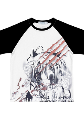 断片小说2024新品 原创暗黑原宿小众插肩袖T恤亚文化宽松印花半袖