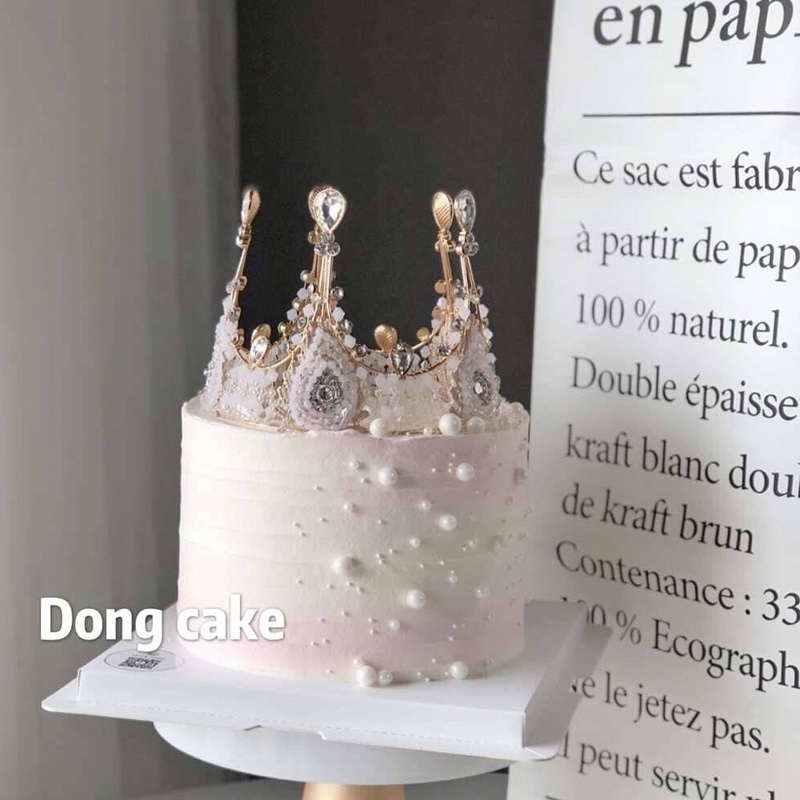 皇冠蛋糕摆件生日蛋糕装饰皇冠全圆公主整环奢华手工水晶串珠王冠