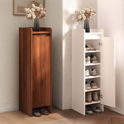 实木小型简易鞋柜门口楼道多层超窄单门鞋架家用玄关柜大容量收纳