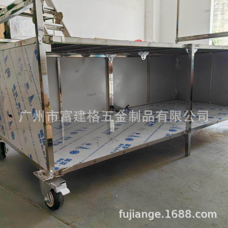 餐车小吃车商用不锈钢地摊车网红夜市多功能展示架折叠推车带轮子