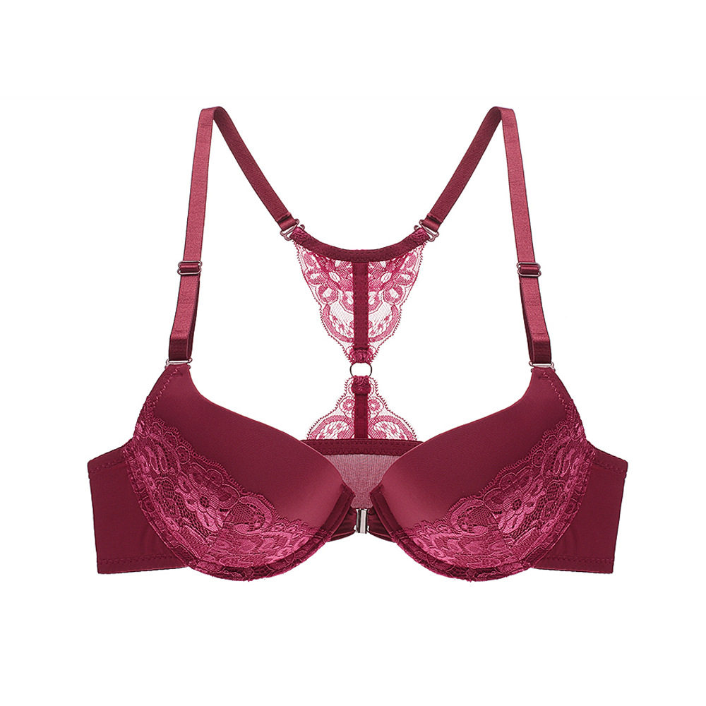 2025新款外贸欧美女士内衣胸罩 性感美背聚拢上托前扣蕾丝文胸