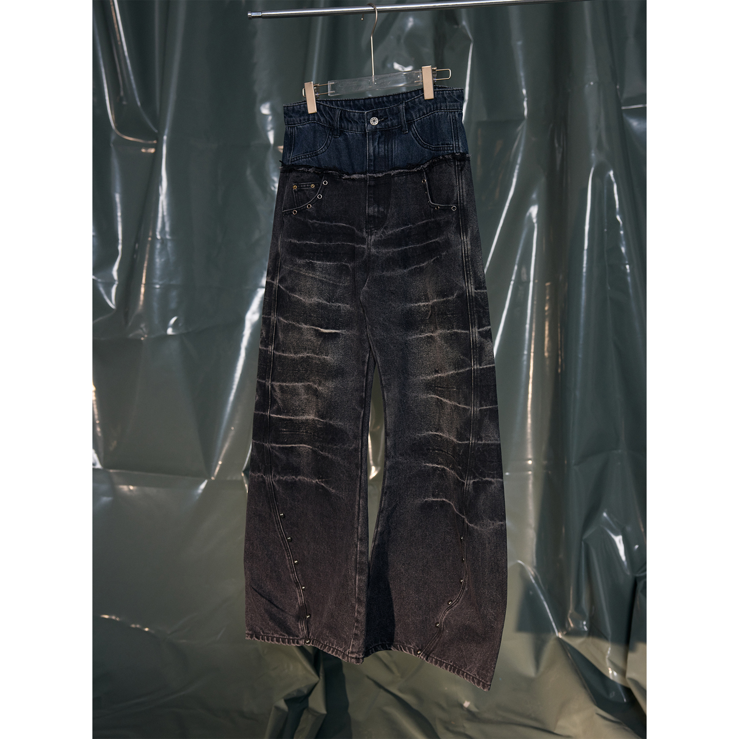 Recoverzone25fw休闲2025年秋季拉链做旧牛仔裤青年