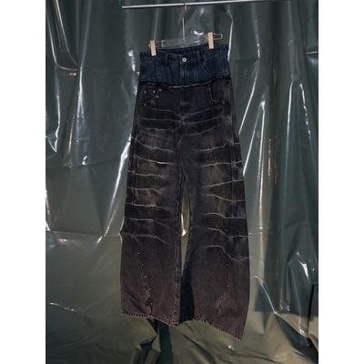 Recoverzone25fw休闲2025年秋季拉链做旧牛仔裤青年