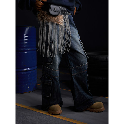 RecoverZone25Fw'结构”！设计感牛仔拼接多口袋猫须水洗牛仔裤