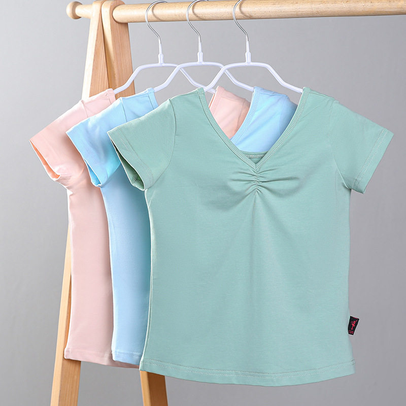 舞蹈服儿童女秋季长袖专业练功服上衣芭蕾舞形体服装分体套装短款