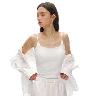 NANCYLILI26夏季 棉罗纹吊带背心复古美背内搭上衣打底女胸垫 新品