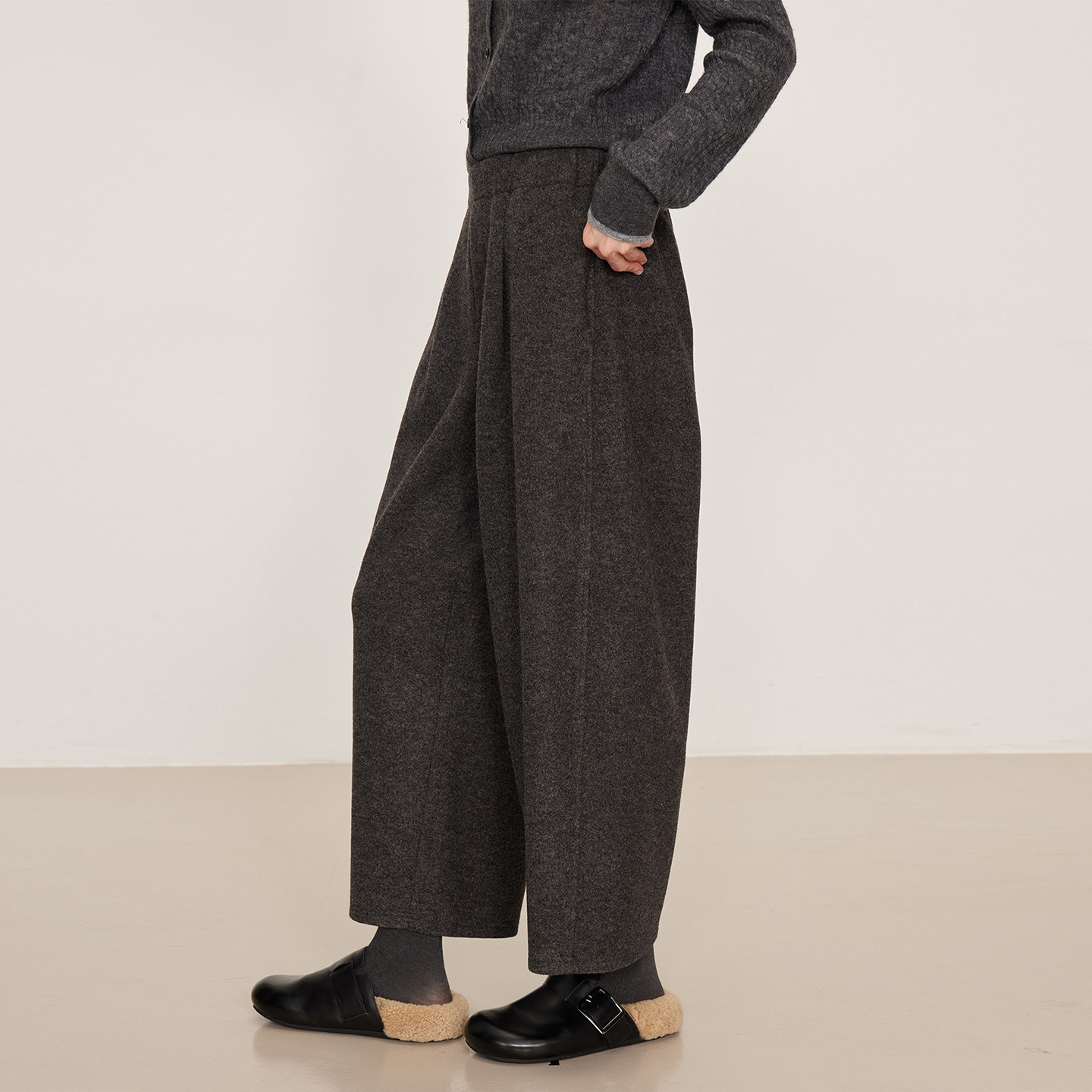 NANCYLILI 毛呢九分裤冬季新款加厚保暖显瘦直筒阔腿裤女休闲裤,女装/女士精品,休闲裤,淘宝优惠券,粉丝福利购,淘宝优惠卷