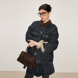 NANCYLILI25冬季 女复古牛仔外套半身裙两件套棉衣 新牛仔棉服套装