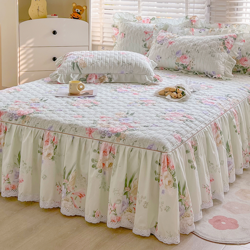 2024新款床笠床裙二合一夹棉加厚床罩款床单单件带裙边四季通用女