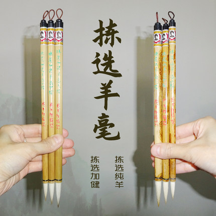拣选加健纯羊毫羊兼毫白云笔开学季初学胆巴碑颜勤礼多宝塔 大中小楷短锋新魏体魏碑正楷书隶书戴月轩毛笔