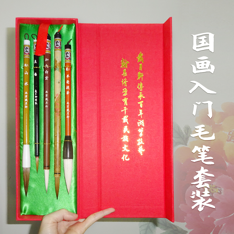 国画入门毛笔套装 戴月轩初学书法绘画 狼毫羊毫毛笔山水兰竹笔荷
