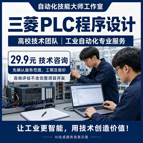 三菱PLC编程 FX3U FX5U Q系列 HMI伺服定位远程调试