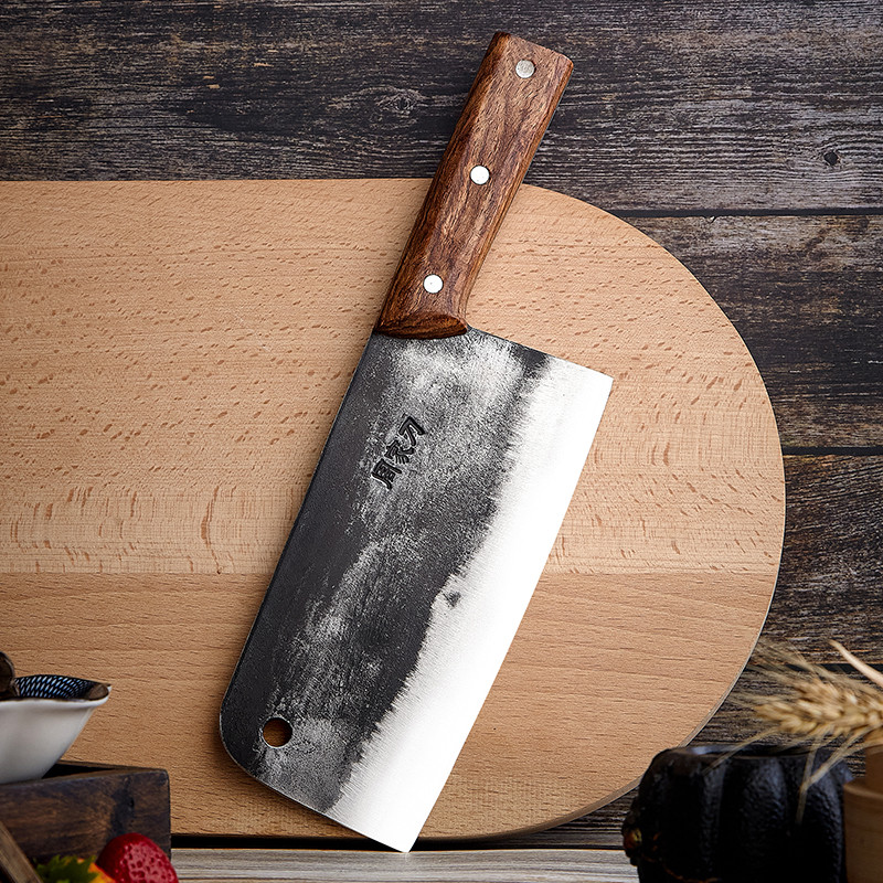 周家刀手工锻打老式家用切片圆头小菜刀女士厨师专用刀菜刀能拍蒜