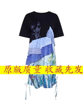 短袖连衣裙女2025夏新款不规则小众印花刺绣t恤裙设计感梵高油画